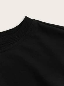 SHEIN Tween Girls' Oversized Casual Simple Comfortable Crew Neck Long Sleeve Pullover Sweatshirt With Asymmetrical Hem