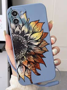 Sunflower Pattern Phone Case With Lanyard