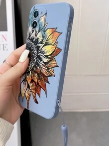 Sunflower Pattern Phone Case With Lanyard