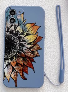 Sunflower Pattern Phone Case With Lanyard