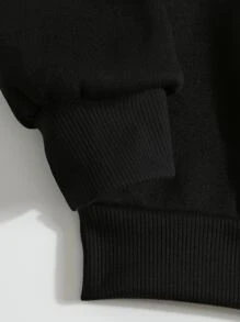 SHEIN EZwear Plus Cat Print Thermal Sweatshirt - Black - View 4