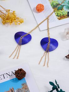 Embossed Chain Detail Heart Shaped Nipple Cover - Royal Blue - View 4