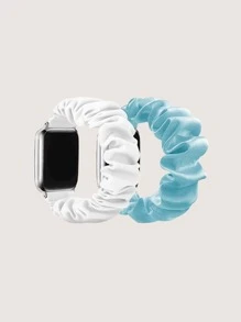 2入組男式女式時尚藍色和白色髮圈設計面料Apple Watch錶帶49/45/44/42/41/40/38毫米，兼容Apple WatchSeriesSE87654321 - 彩色 - 查看 1