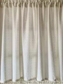 1pc Plain Tassel Decor Curtain - Beige - View 4