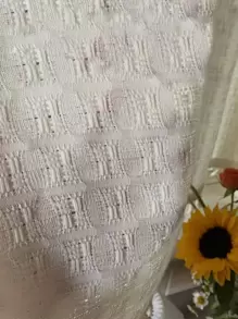 1pc Plain Tassel Decor Curtain - Beige - View 6