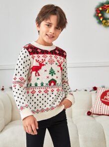 SHEIN Boys 1pc Christmas Pattern Jumper - Multicolor - View 1