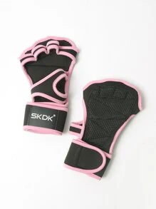 SKDK 1 Pair Ventilated Weight Lifting Workout Gloves For Men Women, Built-In Wrist Wraps And Non-Slip Palm Silicone Exercise Gym Gloves For Cross Training Powerlifting - Pink - View 3
