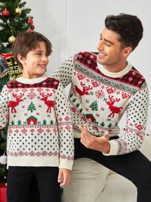 SHEIN Boys 1pc Christmas Pattern Jumper - Multicolor - View 2