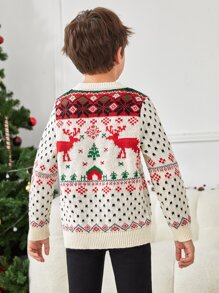 SHEIN Boys 1pc Christmas Pattern Jumper - Multicolor - View 3