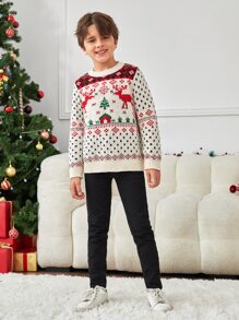 SHEIN Boys 1pc Christmas Pattern Jumper - Multicolor - View 4
