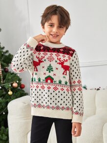 SHEIN Boys 1pc Christmas Pattern Jumper - Multicolor - View 6