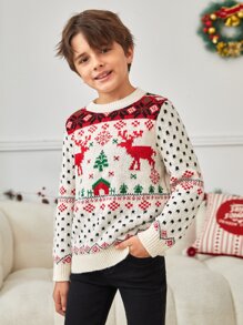 SHEIN Boys 1pc Christmas Pattern Jumper - Multicolor - View 7