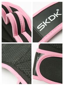 SKDK 1 Pair Ventilated Weight Lifting Workout Gloves For Men Women, Built-In Wrist Wraps And Non-Slip Palm Silicone Exercise Gym Gloves For Cross Training Powerlifting - Pink - View 8