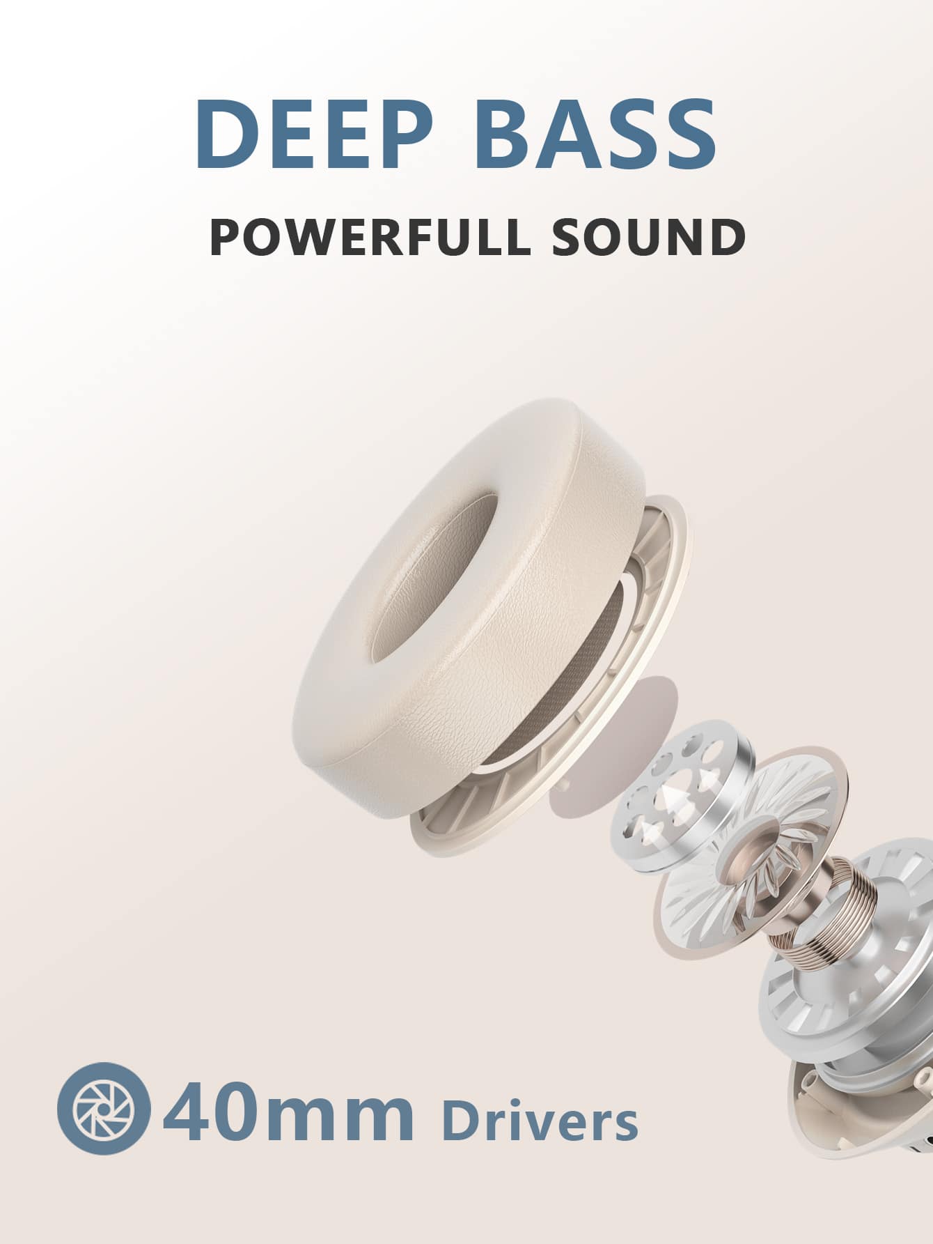 包耳式設計深低音雙模式帶3.5毫米連接線可折疊淺褐色藍牙耳機 - 米色 - 查看 2