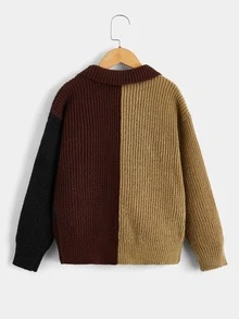 Boys Colourblock Dual Pocket Drop Shoulder Cardigan - Multicolor - View 2