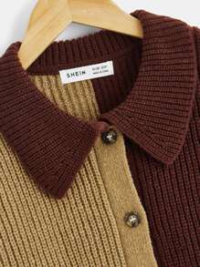 Boys Colourblock Dual Pocket Drop Shoulder Cardigan - Multicolor - View 3