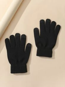 Solid Full-finger Gloves - Black - View 3