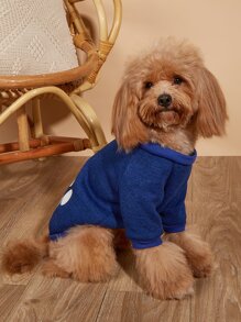 熊寶,貴賓,法國鬥牛犬,柯基,貓,狗專用腳印圖案寵物衣,秋冬毛衣供應,編織寵物運動衫適用於小型和中型狗 - 寶藍色 - 查看 3