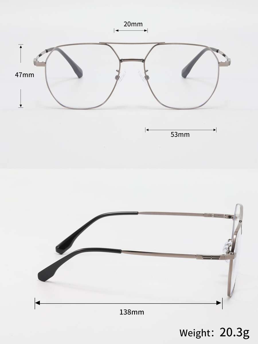 Men Metal Frame Top Bar AntiBlue Light Eyeglasses Clear Glasses for