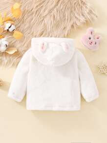 Baby 3D Ears Design Hooded Coat - White - View 2