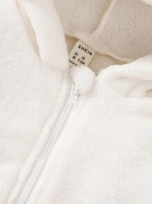 Baby 3D Ears Design Hooded Coat - White - View 3
