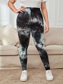 SHEIN EZwear 大碼紮染緊身打底褲 - 彩色 - 查看 4