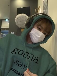 DAZY Capucha térmica con estampado de letra de hombros caídos con cordón - Verde Oscuro - Ver 4