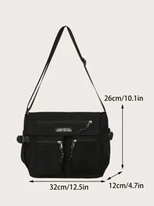 High School Students University Multifunctional Sling Bag Shoulder Bag Casual Bag Men Letter Detail Multi-Compartment Crossbody Bag, Schoolbag For Travel Large Capacity Multi-Functional Fashionable Vacation Outdoor Winter Christmas Gifts For Men Side Bags Black Bag Travel Essentials Holiday Essentials Bag For Men Camping Sling Bag For Men Summer Back To School Bag Pack Cross Body Bag Spring School Supplies Purse