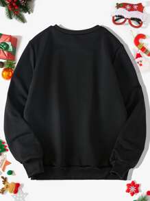SHEIN Unity Christmas Print Sweatshirt for Christmas - Black - View 2
