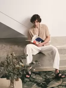 Manfinity Quần Nam Dây kéo Đắp vá Túi Lá thư Giải trí - Màu be - Xem 3