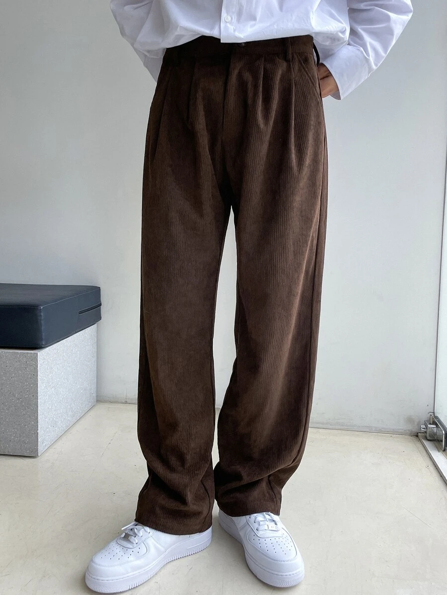 DAZY Hombres Pantalones rectos unicolor - Café integral - Ver 1