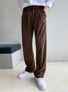 DAZY Hombres Pantalones rectos unicolor - Café integral - Ver 3