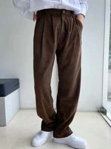 DAZY Hombres Pantalones rectos unicolor - Café integral - Ver 5