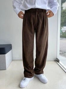 DAZY Hombres Pantalones rectos unicolor - Café integral - Ver 7