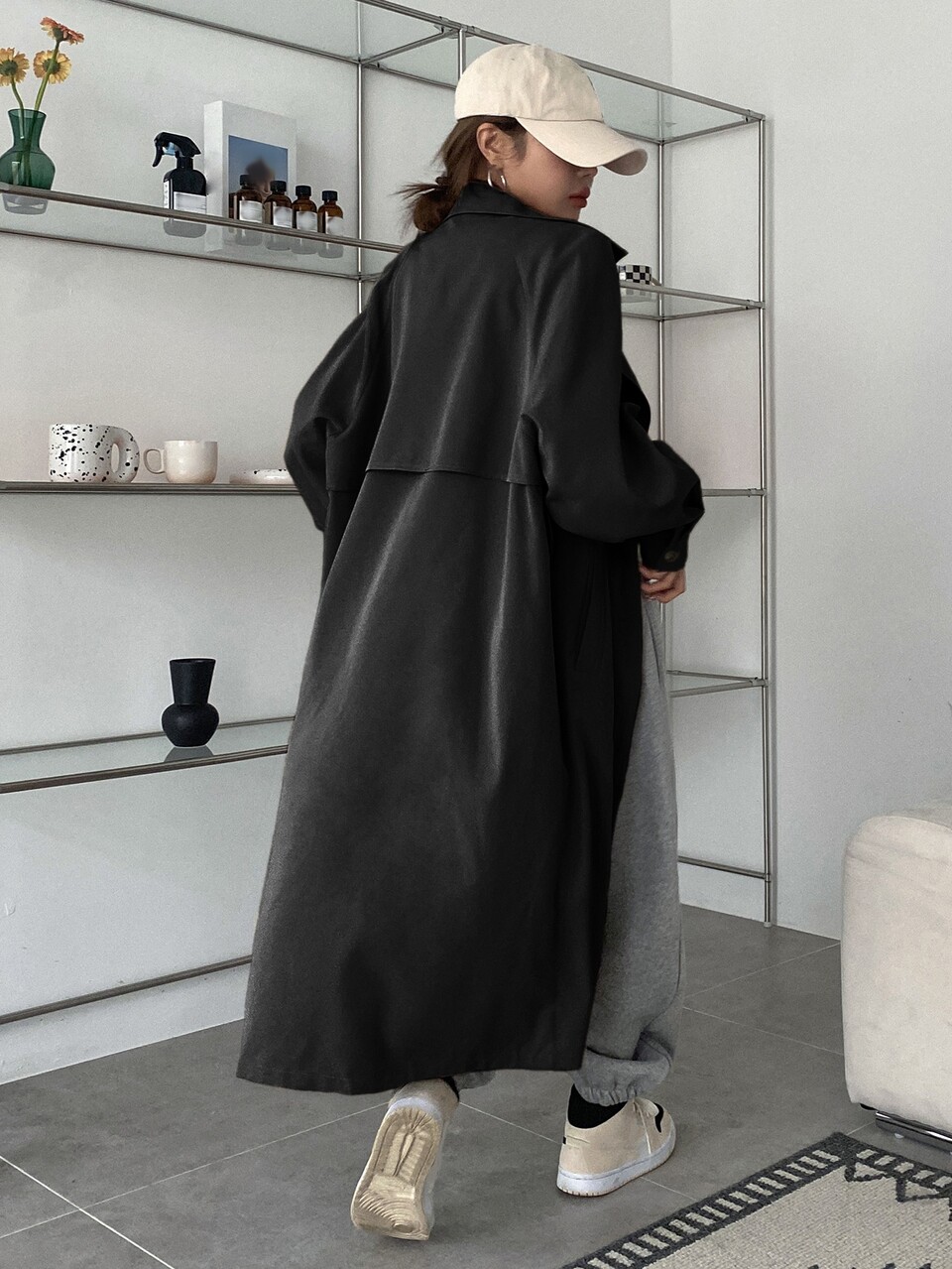 Raglan Sleeve Double Breasted Trench Coat,Fall Clothes Women Jacket