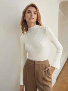 MOTF PREMIUM WOOL-MIX FLUTTER SLEEVE JUMPER - White - View 5