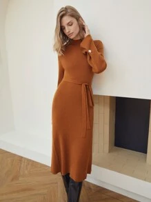 MOTF PREMIUM 羊毛混紡腰帶毛衣洋裝