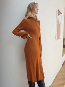 MOTF PREMIUM 羊毛混紡腰帶毛衣洋裝