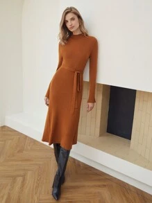 MOTF PREMIUM 羊毛混紡腰帶毛衣洋裝