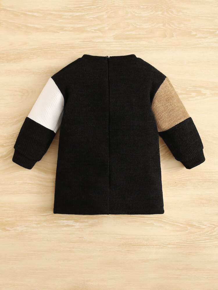 Baby Girl Color Block Dress, Comfortable, Cute And Sweet, Suitable For Summer