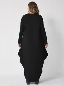 Mulvari Vestido unicolor bajo irregular - Negro - Ver 2