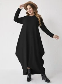 Mulvari Vestido unicolor bajo irregular - Negro - Ver 4