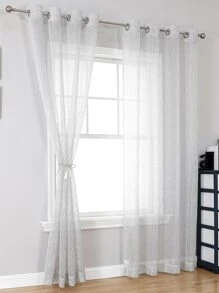 幾何樣式單片透視窗簾 - 淺灰色 - 查看 1