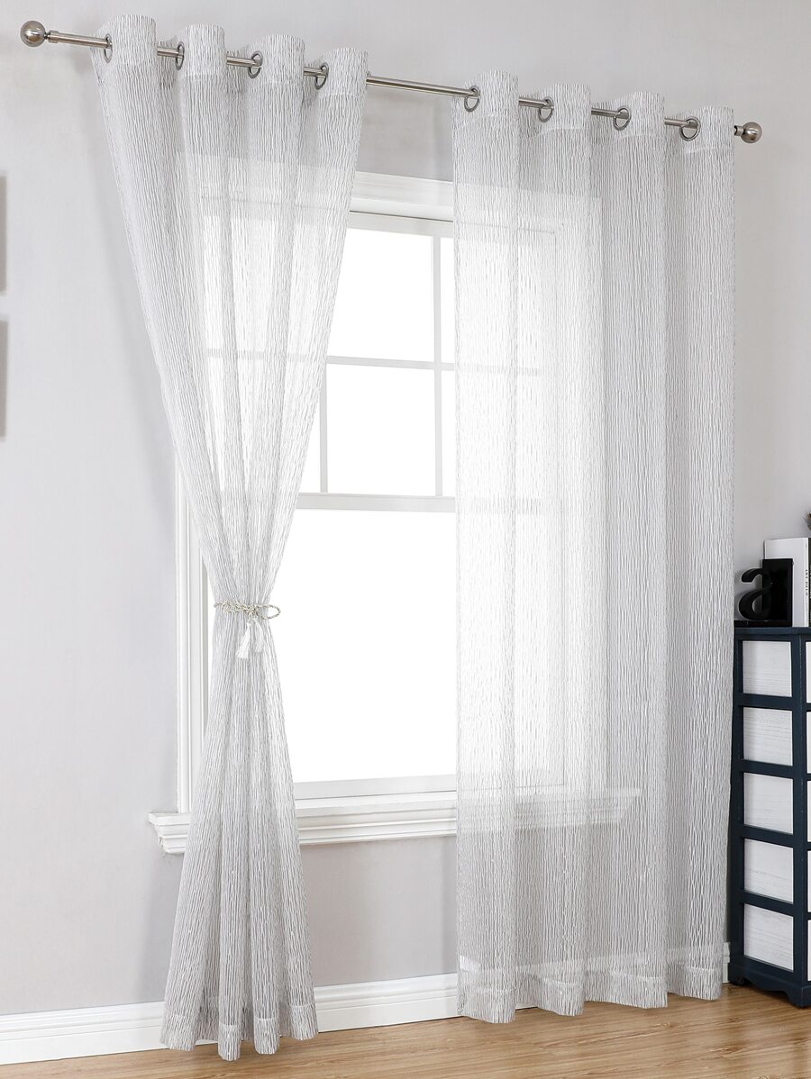 幾何樣式單片透視窗簾 - 淺灰色 - 查看 1