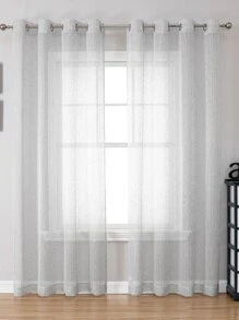 幾何樣式單片透視窗簾 - 淺灰色 - 查看 2