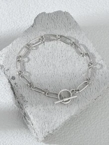 Minimalist OT Buckle Bracelet - Silver - View 1