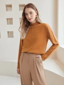 MOTF PREMIUM 100% CASHMERE SEAM JUMPER - Orange - View 2