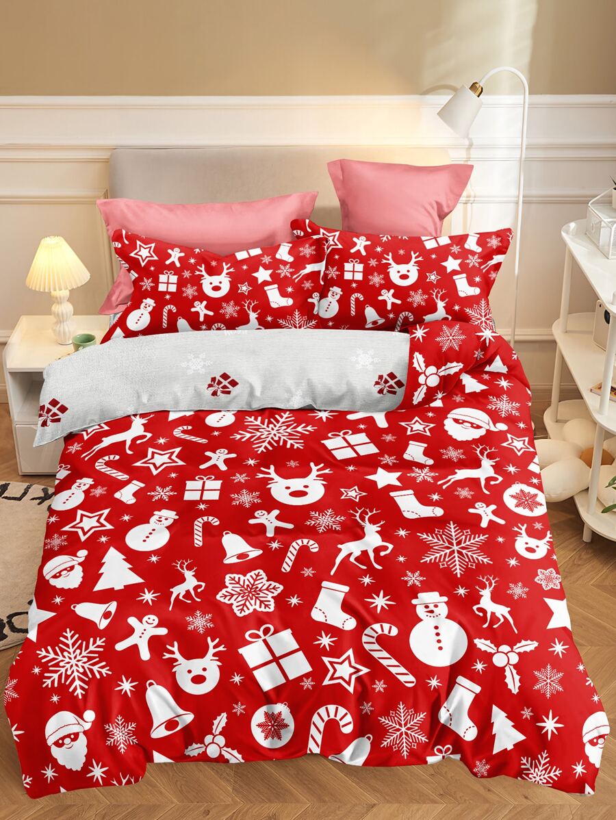 聖誕圖案被套套裝不附帶內芯 - 彩色 - 查看 1