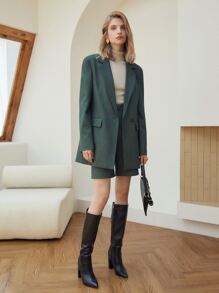 MOTF PREMIUM viscosa Traje Shorts - Verde - Ver 8