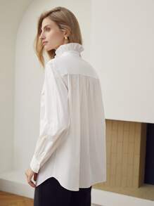 MOTF PREMIUM Blusa ribete con fruncido - Blanco - Ver 3